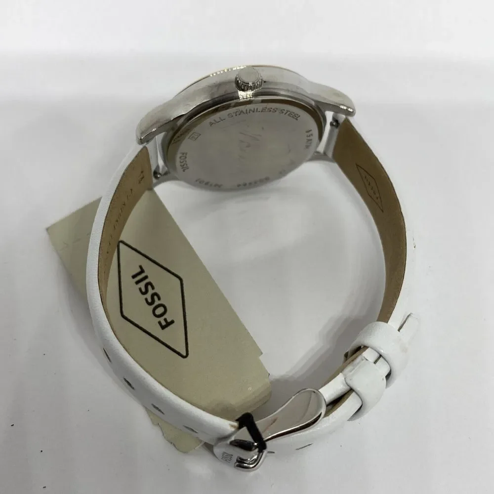 Fossil Laney BQ3484 Women's White Leather Analog Dial Quartz Wrist Watch JK529
